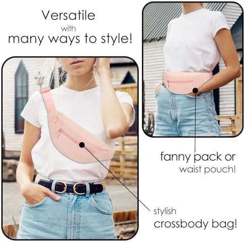 MAXTOP Large Crossbody Fanny Pack with 4-Zipper Pockets,Gifts for Enjoy Sports Festival Workout Traveling Running Casual Hands-Free Wallets Waist Pack Phone Bag Carrying All Phones