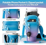linmaya Water Bottle Carrier Bag with Phone Pocket for Stanley Cup 40/30oz,Insulated Neoprene Water Bottle Holder Cross-boday Bag with Adjustable Shoulder & Handheld Strap Stanley Cup Accessories