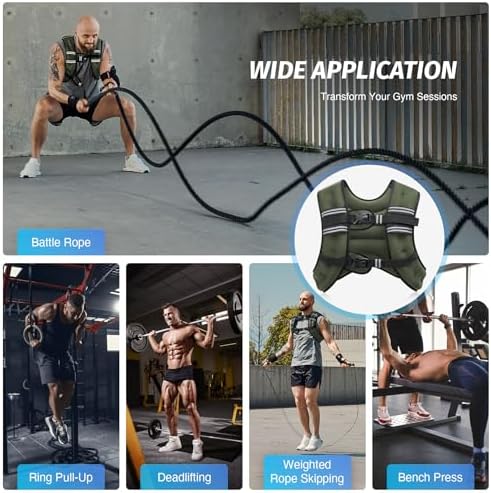 ZELUS Weighted Vest, 6lb/8lb/12lb/16lb/20lb/25lb/30lb Weight Vest with Reflective Stripe for Workout, Strength Training, Running, Fitness, Muscle Building, Weight Loss, Weightlifting