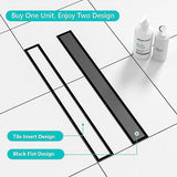 Neodrain 24 in Matte Black Linear Shower Drain- with 2-in-1 Flat & Tile Insert Cover, 304 Stainless Steel Rectangle Shower Floor Drain,Floor Shower Drain