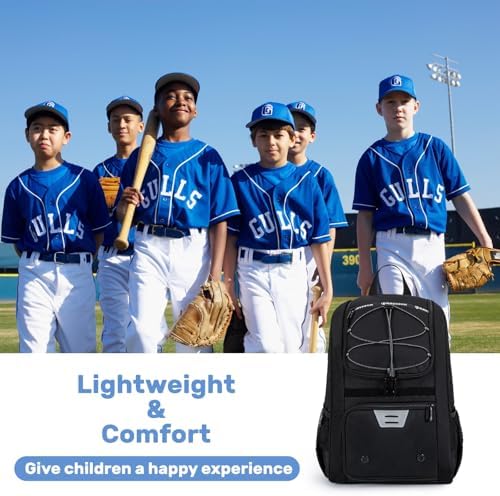 Youth Baseball Bag, Softball Bag for Girls & Boys, Kids Tball Backpack with Shoes Compartment