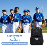 Youth Baseball Bag, Softball Bag for Girls & Boys, Kids Tball Backpack with Shoes Compartment