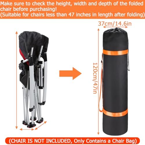 TOBWOLF Extra Large Portable Chair Bag, 47"x14.6" Folding Camping Chair Storage Bag with Shoulder Strap, Heavy Duty Carrying Sack for Foldable Outdoor Lawn Fishing Chairs, Hammock, Tent, Yoga Mat