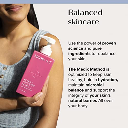 Medix 5.5 Retinol Body Lotion Firming Moisturizer | Crepey Skin Care Treatment | Retinol Body Cream | Targets Look Of Crepe Skin, Wrinkles, Sagging & Sun Damaged Skin, 15 Fl Oz