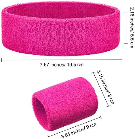 Bememo 6 Pcs Neon Sports Sweatbands Set Paris Sports Competitions Sweatbands 2 Headband 4 Wristbands Breathable Terry Cloth Athletic Bands for Basketball Tennis Costumes Cosplay