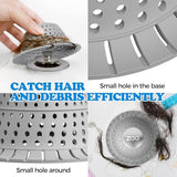 zaa Bathtub Drain Hair Catcher, Silicone Collapsible 3 Pack Drain Protector for Pop-Up and Regular Drains of Shower, Bathtub, Tub, Bathroom, Sink, Black Grey Blue