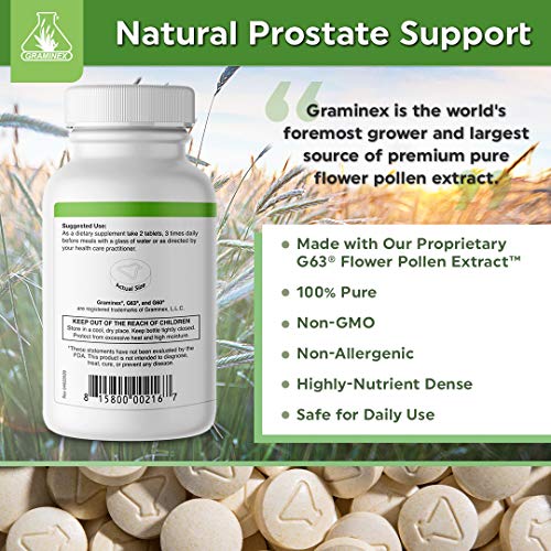Graminex PollenAid Prostate Supplement: All Natural Prostate Support for Bladder Control & Urinary Tract Health, Rye Pollen Extract Made in USA to Help Boost Urinary Flow, 90 Tablets
