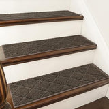 COSY HOMEER Edging Stair Treads Non-Slip Carpet Mat 28inX9in Indoor Stair Runners for Wooden Steps, Edging Stair Rugs for Kids and Dogs, 100% Polyester TPE Backing (4pc, Brown)