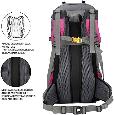 Bseash 60L Waterproof Hiking Camping Backpack with Rain Cover, Large Outdoor Sport Travel Daypack Rucksack for Climbing