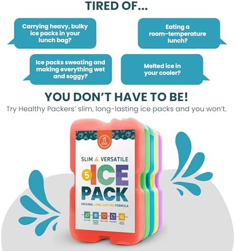 Healthy Packers Cool Pack, Slim Long-Lasting Ice Packs - Great for Coolers or Lunch Box