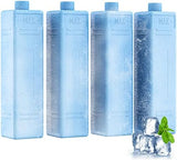 Ice Packs for Lunch Boxes, Set of 4, Rapid Freeze & Long Lasting Reusable Ice Packs for Cooler & Lunch Bags, Space-Saving Ice Blocks for Camping, Fishing, Injuries, Picnics, Beach Bag, Blue