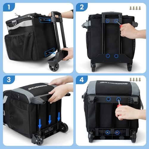 Rolling Cooler with Wheels, Heavy Duty Leakproof Soft-Sided Ice Chest, 12Hrs Ice Retention & Enhanced Stability Wheeled Coolbag, Insulated Travel Cooler for Camping,Grocery,Beach,Outdoor