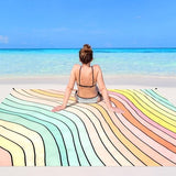 Beach Blanket Waterproof Sandproof, 9 Ft X 10 Ft Extra Large Sand Free Beach Mat, Big Compact Lightweight Quick Drying Picnic Blanket with 4 Stakes & Pockets for Camping, Travel, Hiking