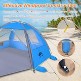 Happy Travel Beach Tent, UPF 50+ UV Protection Sun Shade Shelter for 3/4/5/6/7/8 Person, Portable Beach Canopy for Family & Baby, Lightweight & Easy Setup Beach Cabana with 3 Ventilation Mesh Windows