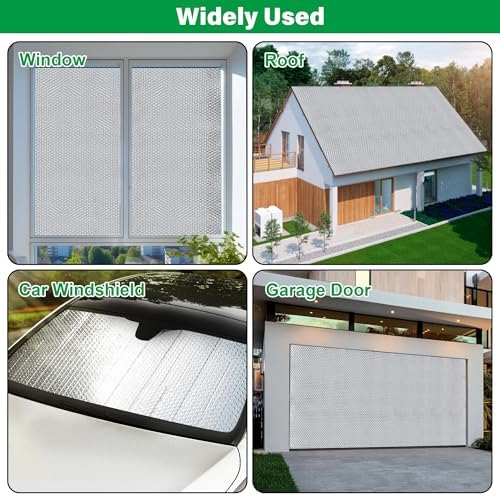 winemana Window Insulation Roll, 59IN x 8FT Reflective Heat Shield Bubble Film, Double-Sided Aluminum Foil Insulation, Weatherproof Garage Door Cover for Windows, RV, Basement, Winter & Summer