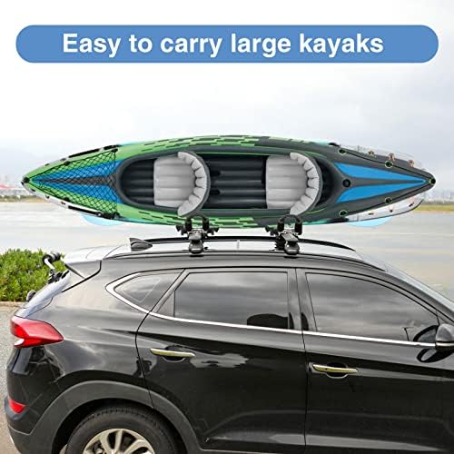 XGeek Kayak Roof Rack 4-in-1 for Kayak, Surfboard, Canoe and Ski Board Rooftop Mount Carrier Folding Adjustable Bilateral J-Style Rack on SUV, Car and Truck