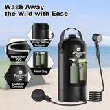 Portable Shower for Camping, 5 Gal/20 L Solar Heating Camping Shower Bag with Shower Pump, Portable Shower Head, Essential for Camping,Festivals, Overlanding, Beach Trips,Outdoor Showers