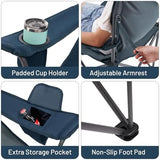 TIMBER RIDGE Oversized Folding Camping Chair Support 550 LBS, Heavy Duty Portable Chairs with Cup Holder Side Pocket for Lawn, Outdoor Picnic, Fishing, 2 Pack(Navy)