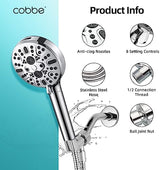 Cobbe Filtered Shower Head with Handheld, High Pressure 9 Spray Mode Showerhead with Filters, detachable shower head, Water Softener for Hard Water Remove Chlorine and Harmful Substance, Chrome