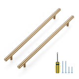 Ravinte 5 Pack Kitchen Cabinet Handles Champagne Bronze 10 Inch Hole Center Stainless Steel Pulls for Dresser Drawer Cupboard Handles with Screwdriver, 12-1/2 Inch Length