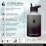 HYDRO CELL Stainless Steel Insulated Water Bottle with Straw - For Cold & Hot Drinks - Metal Vacuum Flask with Screw Cap and Modern Leakproof Sport Thermos for Adults (Graphite/Black 64oz)