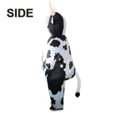ZISUEX Inflatable Cow Costume Adult Cow Blow Up Suit Halloween Costume Jumpsuit Fancy Party Christmas Inflatable Suit (White, L:4.9ft to 6.2ft)