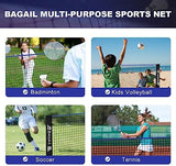 BAGAIL Badminton Net, Height Adjustable Kids Volleyball Net, Foldable Nylon Net 10 ft/14ft/17ft Wide, Tennis Net, Small Pickleball Net for Backyard Game and Indoor Outdoor Use, Easy Setup