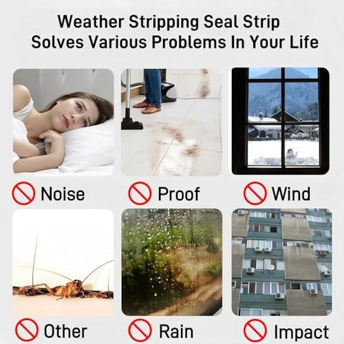 33 Ft Self-Adhesive Weather Stripping Door Seal Strip for Door Window, 0.35" Wide x 0.35" Thick, Gray