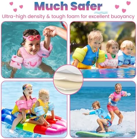 HeySplash Swim Vest for Kids, Toddler Pool Floaties Fit 20-50/70 Lbs, Children Swimming Vest with Adjustable Strap, Swim Jacket Water Wing Arm Float, Puddle Sea Beach Boat Jumper Boy Girl Baby