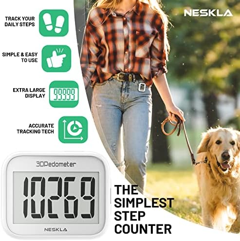 3D Pedometer for Walking, Simple Step Counter with Large Digital Display, Step Tracker with Removable Clip Lanyard, Accurately Track Steps for Men Women Kids Adults Seniors