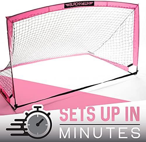 Franklin Sports Blackhawk Backyard Soccer Goal - Portable Pop Up Soccer Nets - Youth + Adult Folding Indoor + Outdoor Goals - Multiple Sizes + Colors - Perfect for Games + Practice