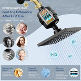 Cobbe High Pressure Filtered Shower Head Combo, Rain Shower Head with 20 Stage Shower Head Filter for Hard Water - Adjustable Replacement Remove Chlorine and Harmful Substances, Matte Black