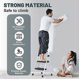 SocTone 2 Step Ladder, Folding Step Stool for Adults with Handle, Lightweight, Perfect for Kitchen& Household, 500lbs Capacity Sturdy Steel Ladder, White