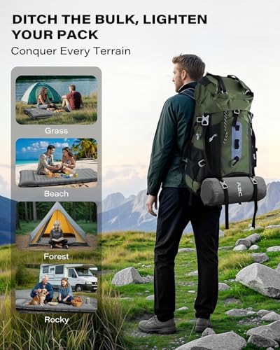 A2C Camping Sleeping Pad, Ultralight Inflatable Sleeping Pads with Built-in Foot Pump & Pillow, Compact Camping Mattress for Backpacking, Hiking, and Traveling