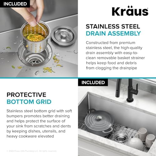KRAUS Standart Pro 30 -inch Undermount Single Bowl 16 Gauge Stainless Steel Kitchen Sink, KHU100-30