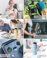 Collapsible Water Bottles, BPA-Free Silicone Foldable Water Bottle Cup with Straw Strap,Leak-Proof Durable Lightweight Bottle for Gym Travel Camping Hiking Running Sport,2Pack(Gray+Blue)