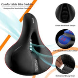 ROCKBROS Bike Seat Comfort Bike Saddle Mountain Bicycle Accessories for Men Women Soft Wide Bike Seat Cushion Dual Shock Absorbing with Reflective Strip