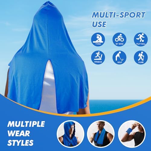 4 Pack Cooling Hoodie Towels for Neck and Face, UPF 50 Sun Protection & Instant Cooling, Ice Towels for Hot Weather, Soft Breathable Towel for Sport, Work Out, Gym, Camping & More Activities