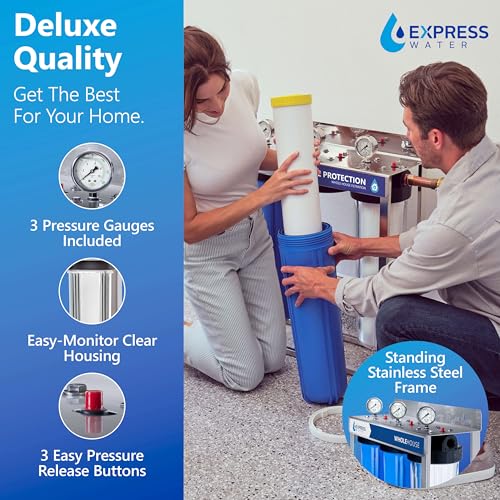 Whole House Water Filter System| ULTIMATE PROTECTION | 3 Stage Water Purifier Whole Home, Top-Tier Heavy Metal + Anti-Scale Filters, High Reduction in Scale, Chloramine, Chlorine, PFAs, Lead, Arsenic