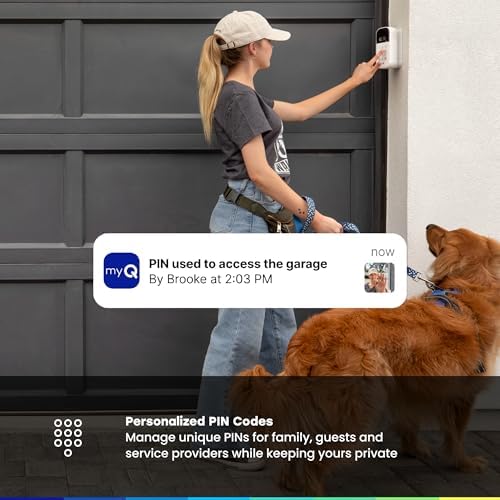 myQ Smart Garage Door Video Keypad with Wide-Angle Camera,Customizable PIN Codes,and Smartphone Control–Take Charge of Your Garage Access Works with Chamberlain, LiftMaster and Craftsman openers,White