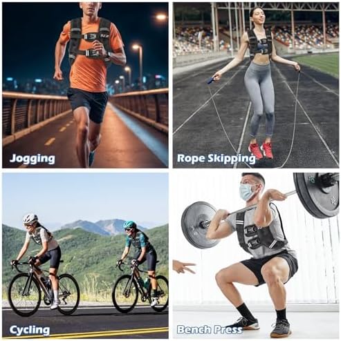 Weighted Vest 5lb/10lb/15lb/20lb/25lb/30lb Weights with Reflective Stripe, Weighted Vest for Men Women Strength Training Running Walking Jogging