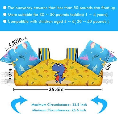 Chriffer Kids Swim Vest Life Jacket for 22-66 Pounds Boys and Girls, Toddler Floaties with Shoulder Harness Arm Wings for 2,3,4,5,6,7 Years Old Baby
