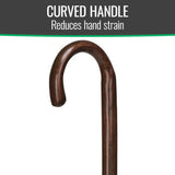 DMI Round Handle Wood Cane, Wooden Walking Cane with Rubber Tip, Durable and Warp Resistant Walnut Wooden Walking Stick, Lightweight and Strong, Holds up to 250 lbs, Made in the USA