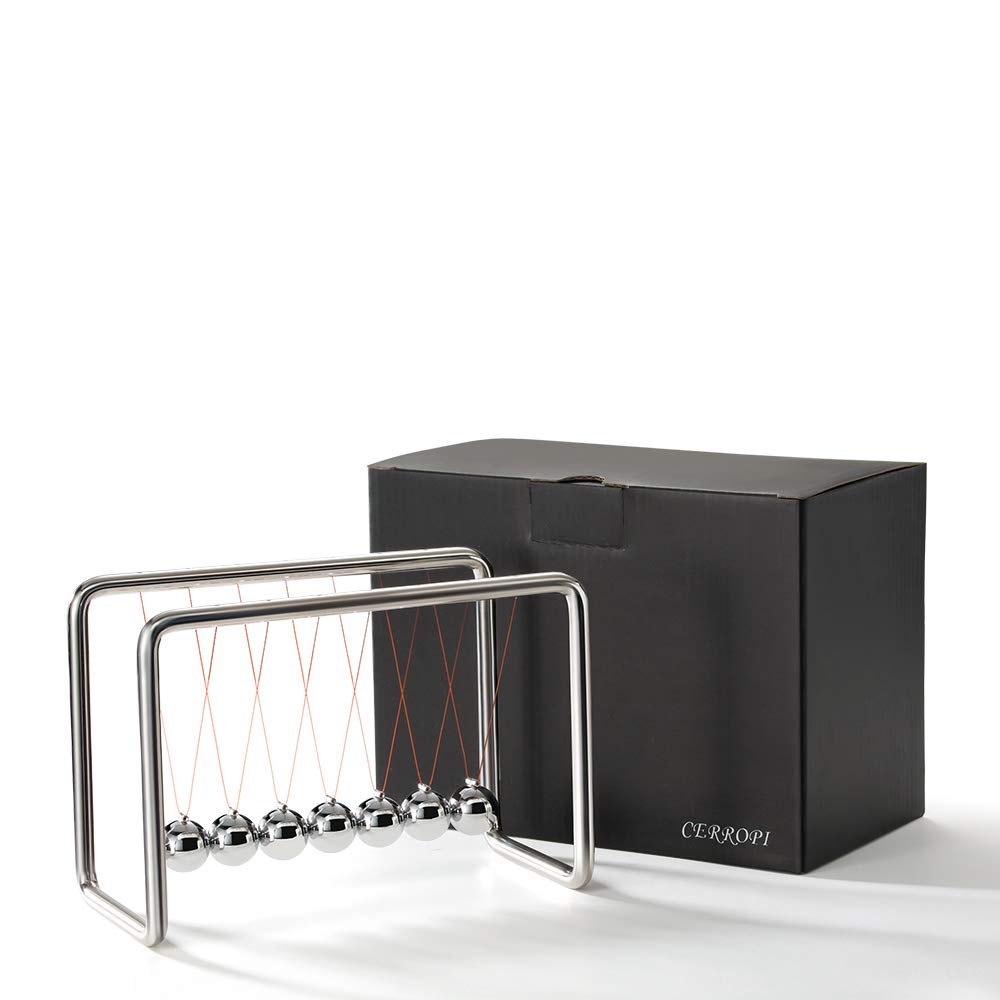 CERROPI Newtons Cradle Pendulum with 7 Balls, Classic Swing Newton Balance Ball, 30+ Sec Swingtime, Science Physics Gadget, Desk Toys & Office Gadgets for Desk Decorations
