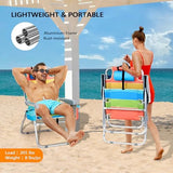 VINGLI Tall Beach Chair 2 Pack, with 5-Position, Cooler Bag, Cup Holders, Towel Bar, Lightweight Folding Beach Camping Chairs for Adults