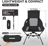 MARCHWAY Lightweight Folding High Back Camping Chair with Head Support, Stable Portable Compact for Outdoor Camp, Travel, Beach, Picnic, Festival, Hiking, Backpacking (Highback Black)