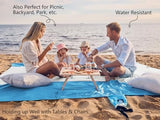 WEKAPO Beach Blanket Sandproof Waterproof, Extra Large Beach Mat, Oversized & Compact Sand Free Mat Quick Drying, Lightweight & Durable with 6 Stakes & 4 Corner Pockets