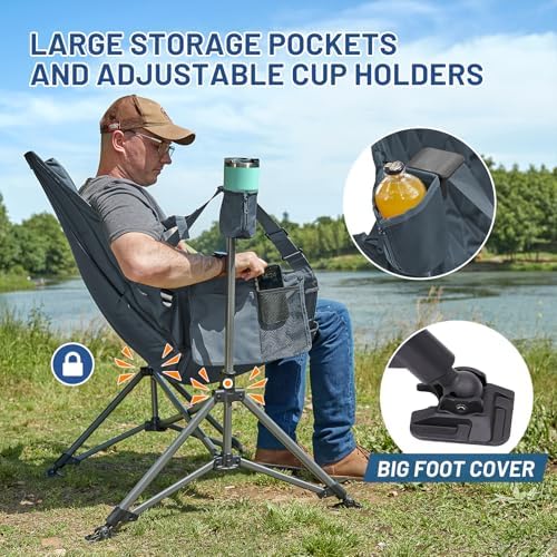 TIMBER RIDGE Hammock Camping Chair, Oversized Swinging Chair with Adjustable Back and Seat Height, Portable Folding Rocking Camping Chair for Outdoor Lawn, Backyard and Patio, Supports 400lbs