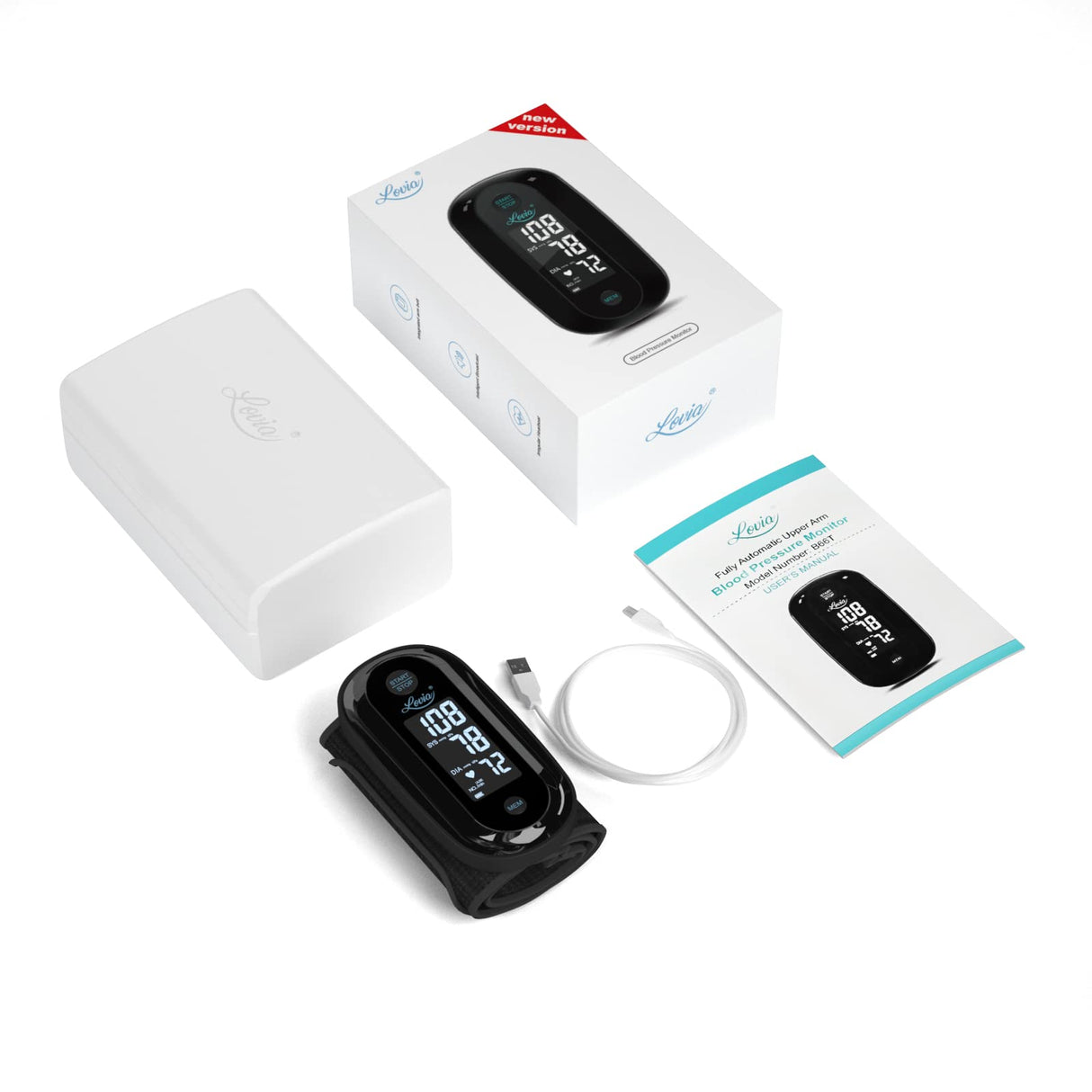 Blood Pressure Monitor Upper Arm with One Piece Design, Digital BP Machine for Home Use with Cuff Size 9-14 Inch, Portable Meter, Built-in Battery