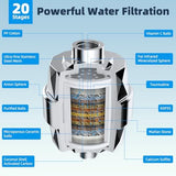 Hibbent All Metal 10'' Dual Filtered Rainfall Shower Head Combo, High Pressure Handheld Shower Head with 12'' Adjustable Curved Extension Arm, 20 Stage Shower Filter, 10-spray, 71'' Hose, Chrome